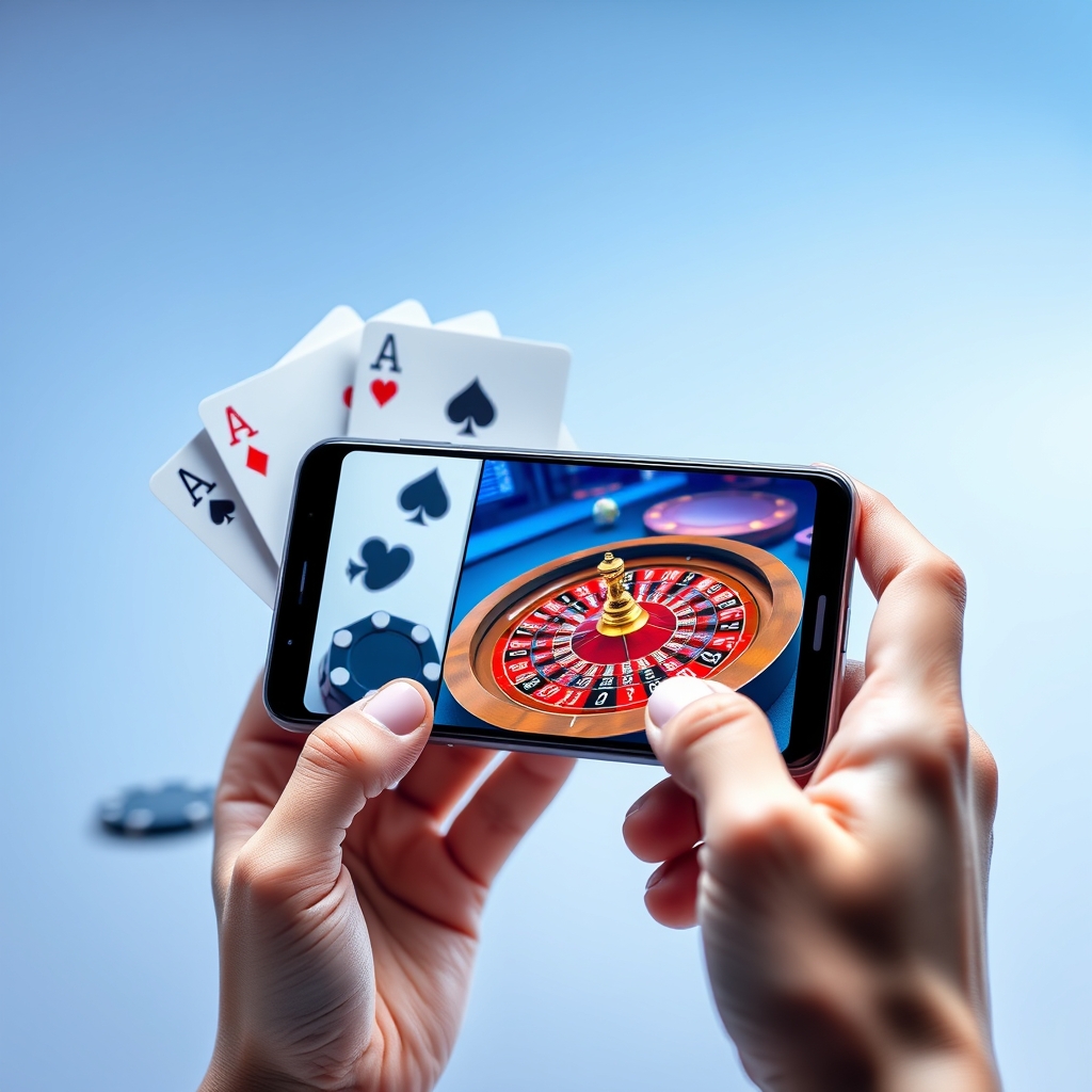 Player enjoying WooHoo9 mobile pokies and live dealer games on a smartphone